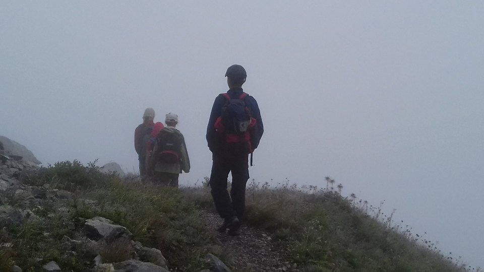 Nebel auf dem Abstieg zur Hochweißsteinhütte